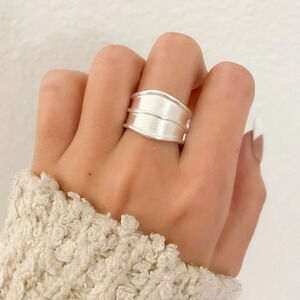 925 Sterling Silver Chunky Ring Statement Ring Brushed Ring Matte Large Ring